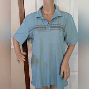 Travis Mathew Light Blue Polo with Gray Stripes-medium